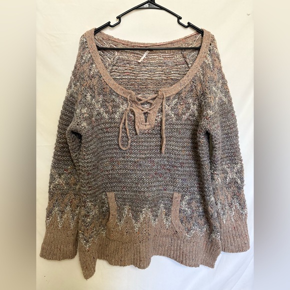 Free People Love Bug‎ Fair Isle Nordic Wool Mohair Alpaca Sweater Size Large - Picture 2 of 9